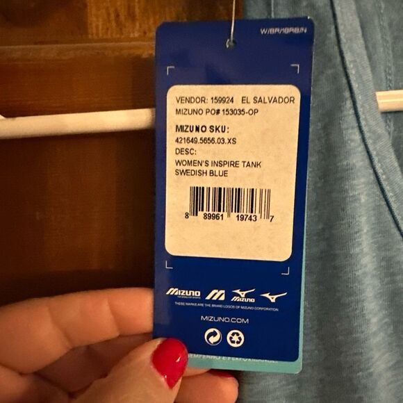 Mizuno Womens Inspire Running Tank Top Size XS Swedish Blue New - Picture 2 of 5